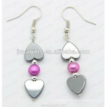 Magnetic Hematite Heart Beads Earrings